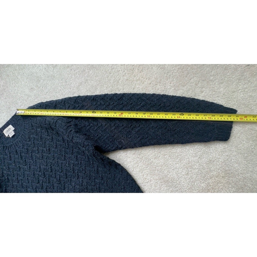 J Crew Wool Hand Knit Chunky Cable Knit Crew Neck Sweater Men's Size S Nav - Picture 6 of 8